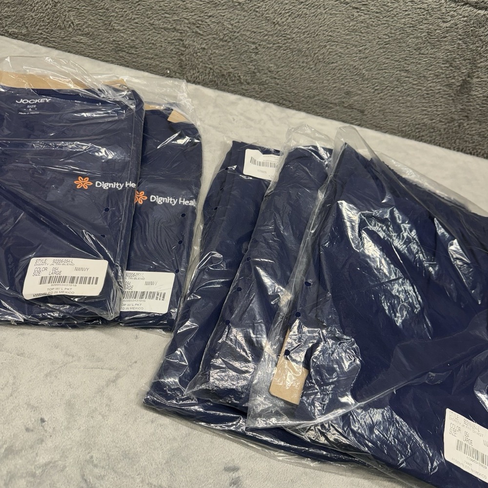 Jockey Dignity Health Scrubs 2 Tops And 3 Pants Women Large Navy New